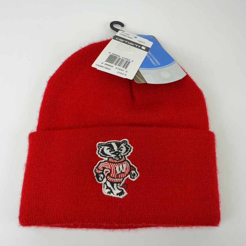 Carhartt Wisconsin Badgers College Series Beanie Red 2010s USA NWT NOS OSFA